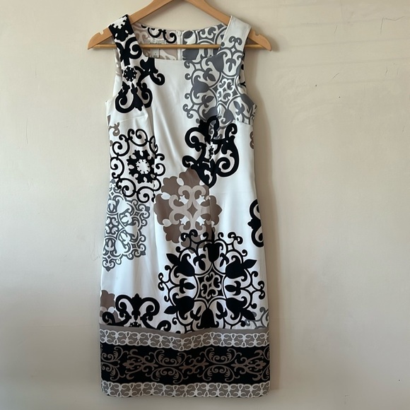 Dressbarn Size 4 “Timeless Dress” — Black & White Midi, Elegant Classic - Picture 5 of 9